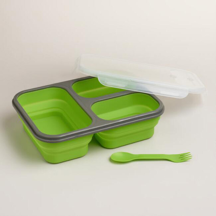 Large Green Collapsible Silicone Lunch Box