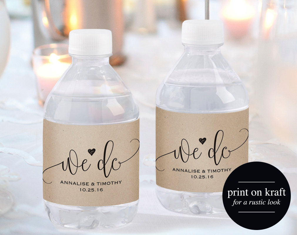Bliss Paper Boutique Wedding Water Bottle Label
