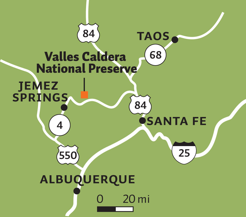 Valles Caldera National Preserve and Jemez Springs, NM map