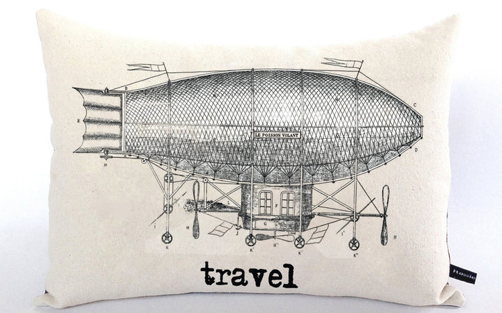 Travel Theme Zeppelin Pillow