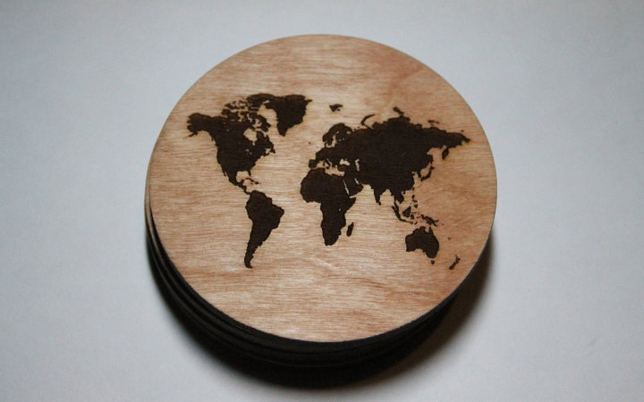 World Map Coasters Etsy Travel