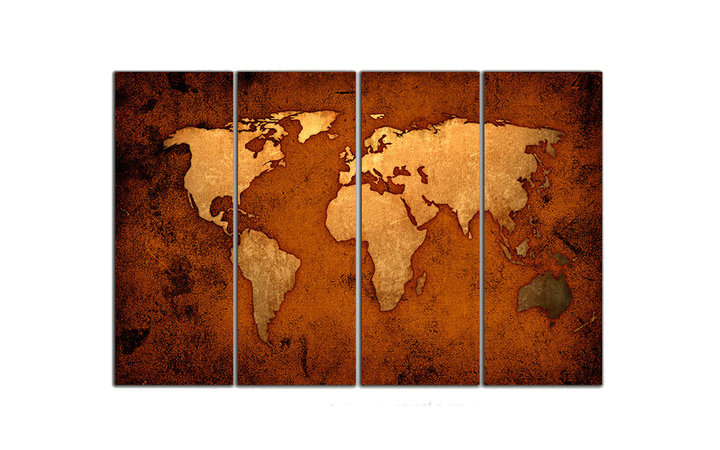 World Map Travel Triptych