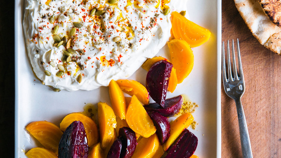 Yogurt Cheese with Roasted Beets and Feta