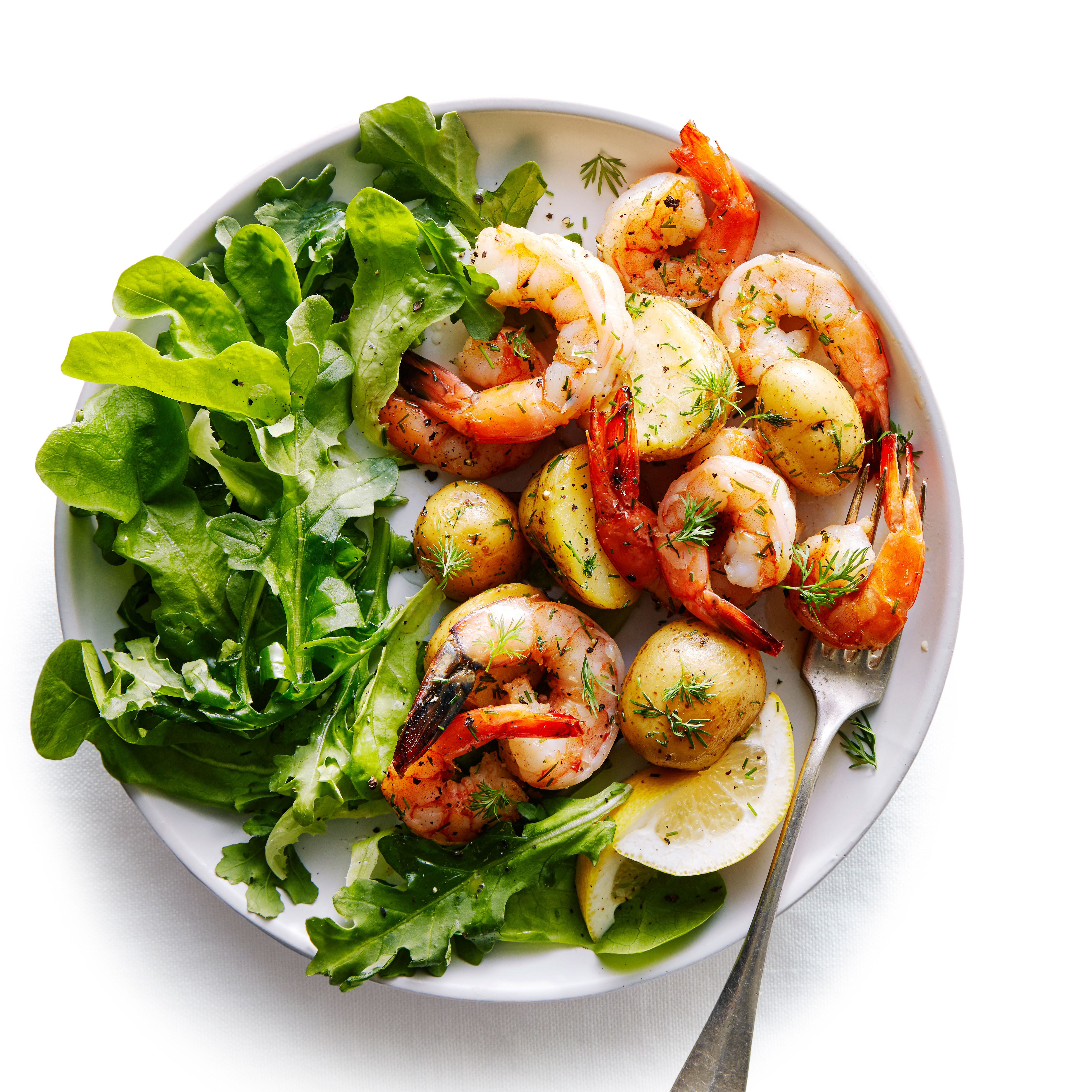 su-Buttered Herbed Potatoes and Shrimp