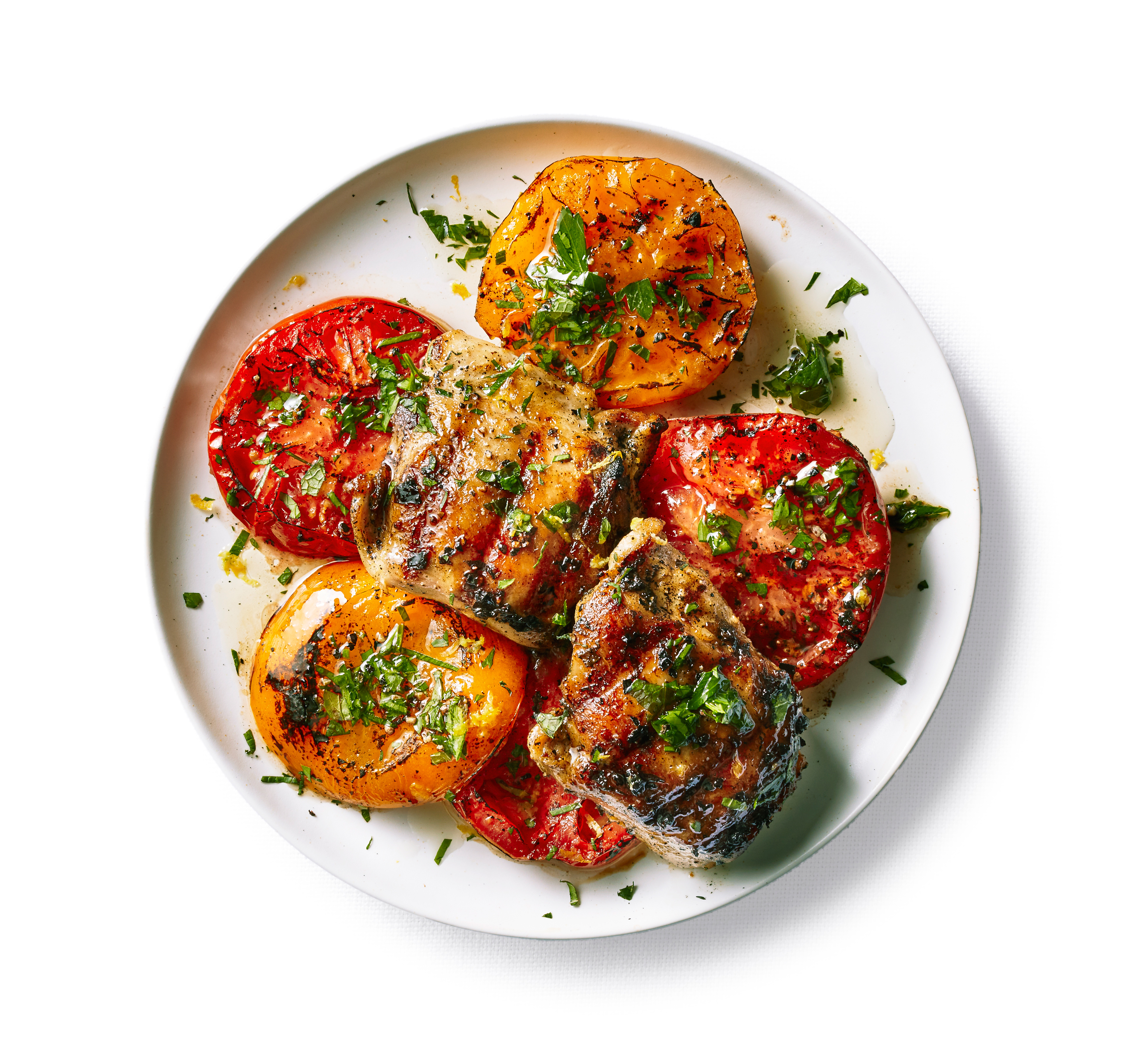 su-Grilled Chicken with Tomatoes and Herb Oil