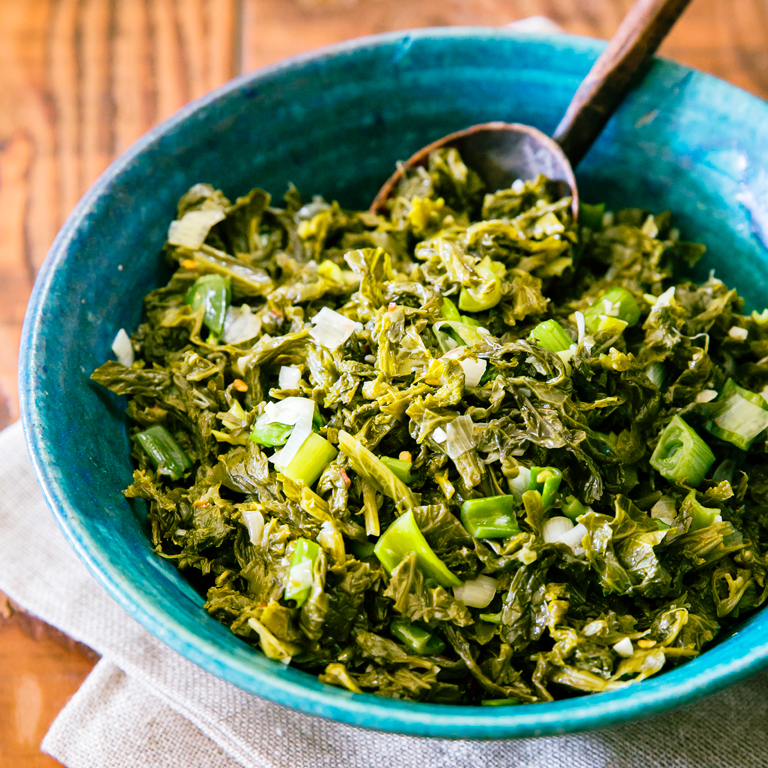 braised-mustard-greens-with-spring-onions