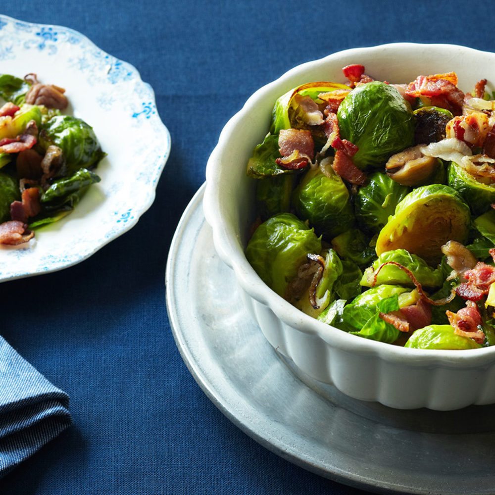 su-Brussels Sprouts with Chestnuts and Bacon