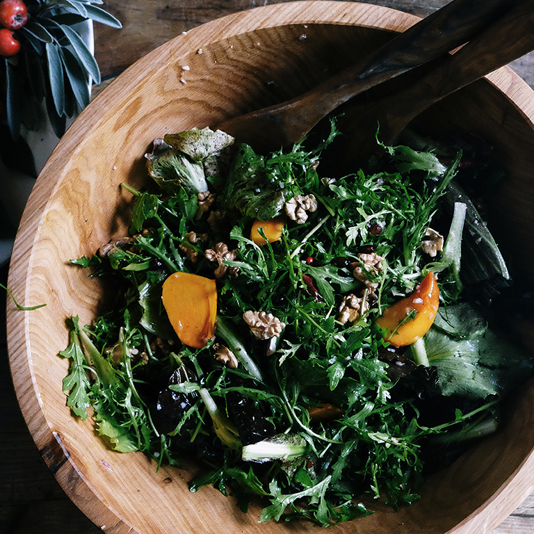 su-Chicory Salad with Persimmons, Pomegranates, and Walnuts Image