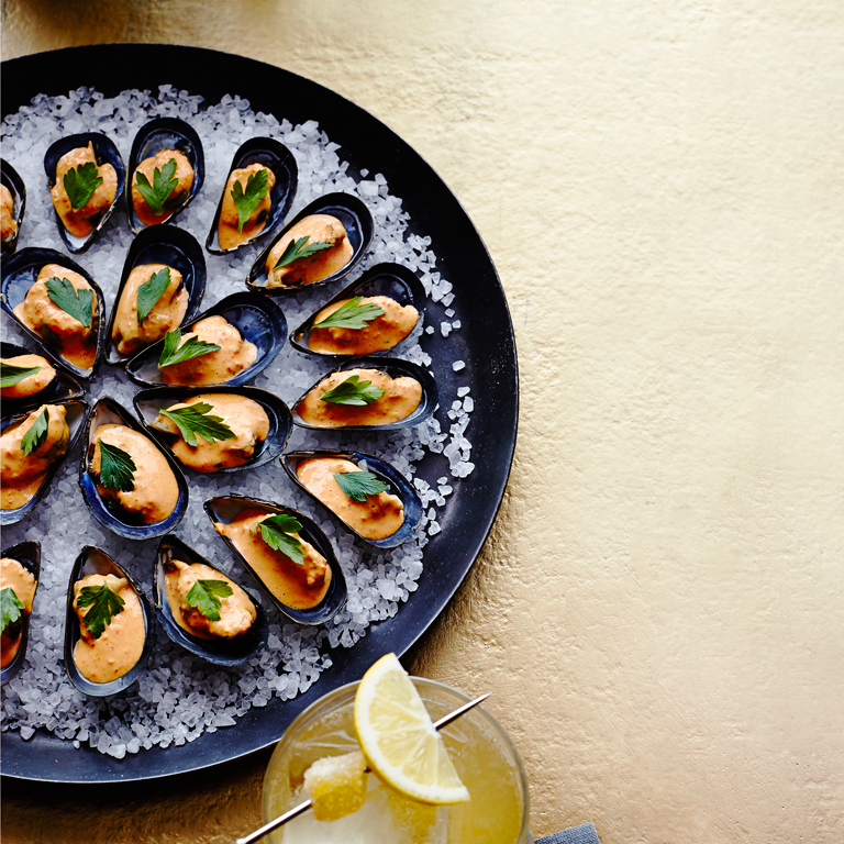 su-Chilled Mussels with Saffron Mayo Image