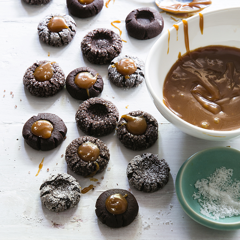 su-Chocolate Thumbprints with Caramel and Sea Salt Image