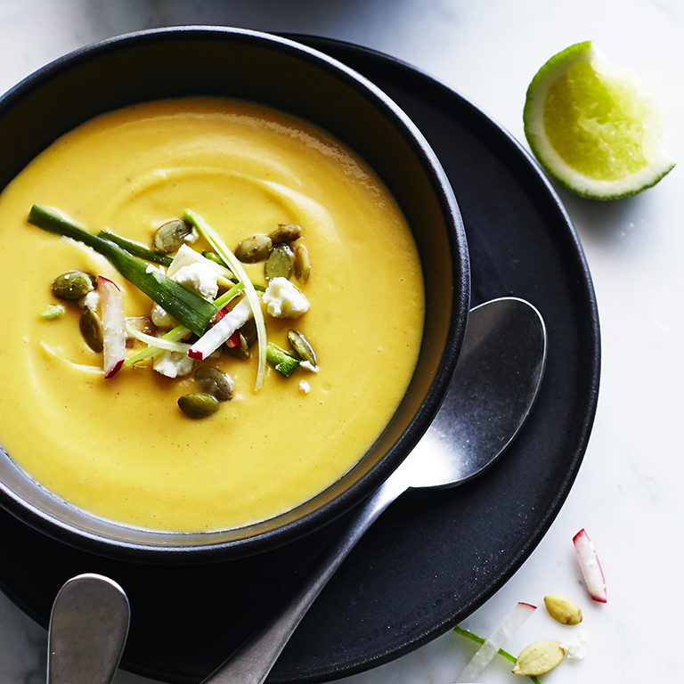 su-Creamy Squash Soup with Salad Topping Image