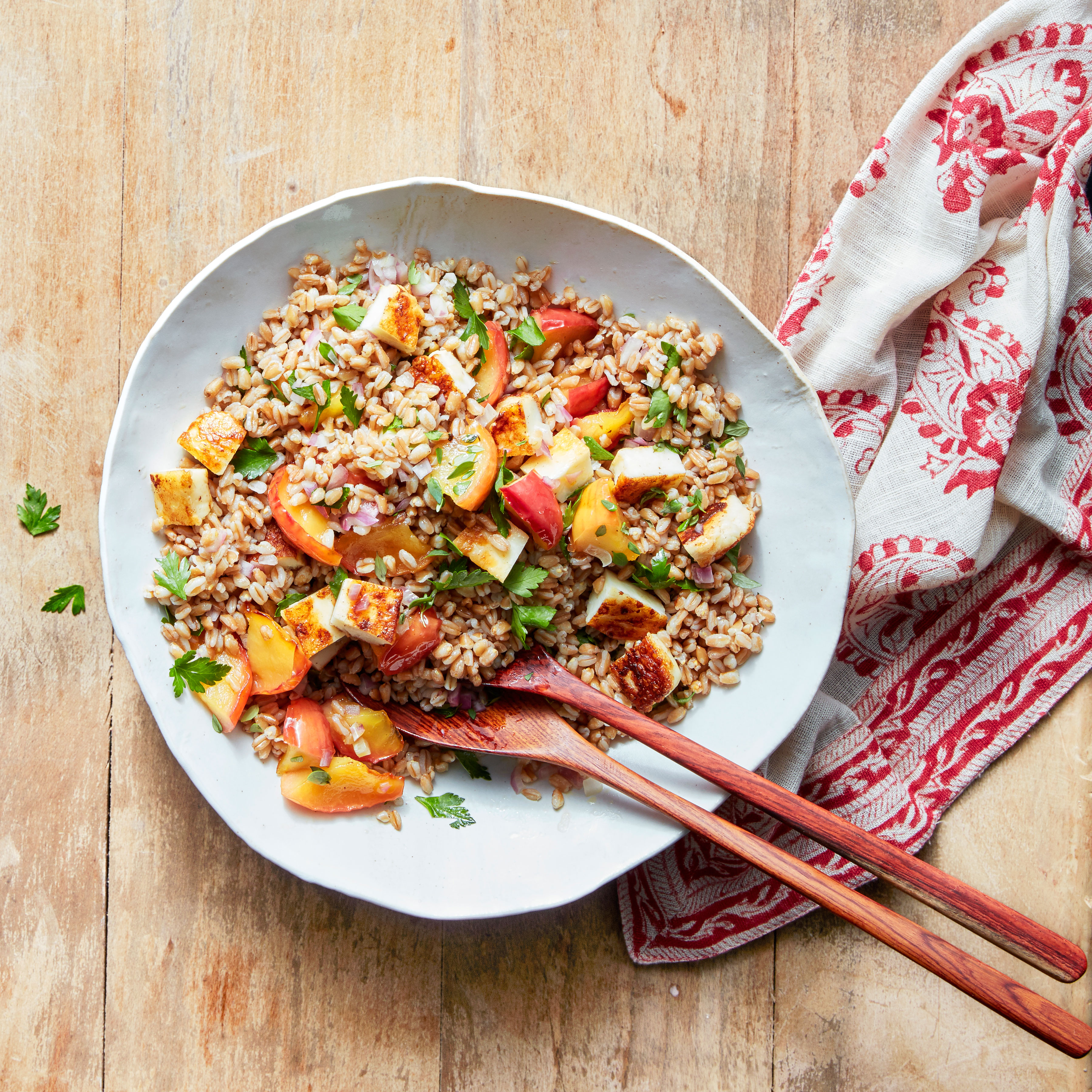 su- Farro Salad with Apples, Halloumi, and Herbs Image