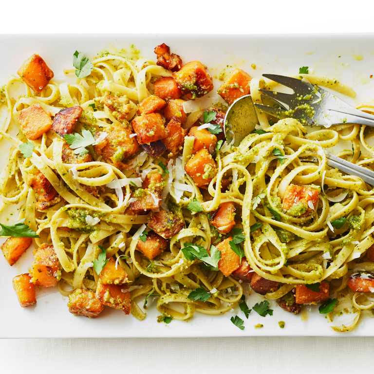 su-Fettuccine with Squash & Pistachio Pesto Image