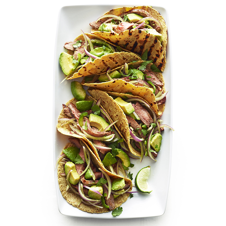 su-Flank Steak Tacos with Avocado and Red Onion Salad Image