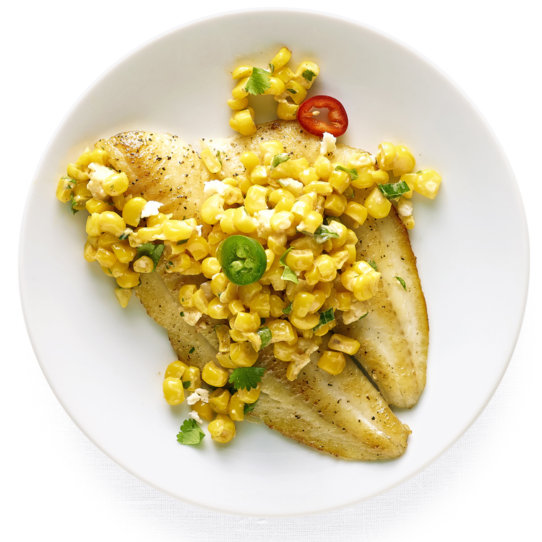 su-Flounder with Elote Salad Image