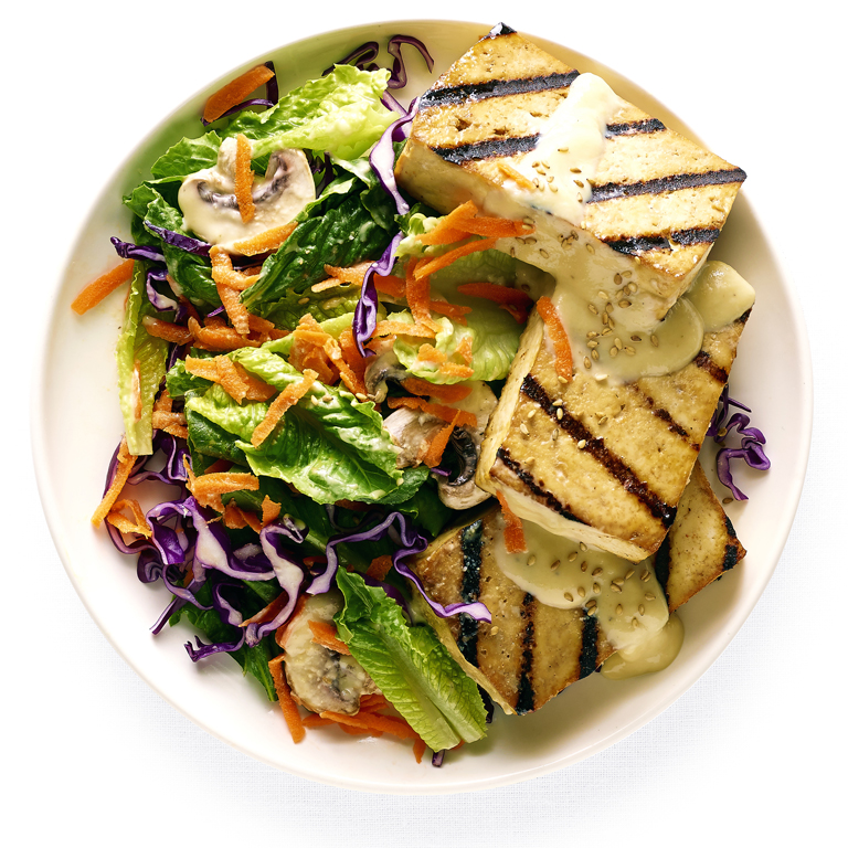 su-Greens with Miso-Ginger Dressing and Grilled Tofu Image