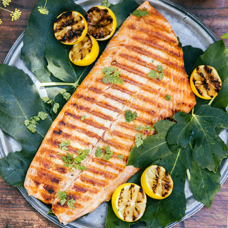 su-Grilled Salmon with Caramelized Lemons Image