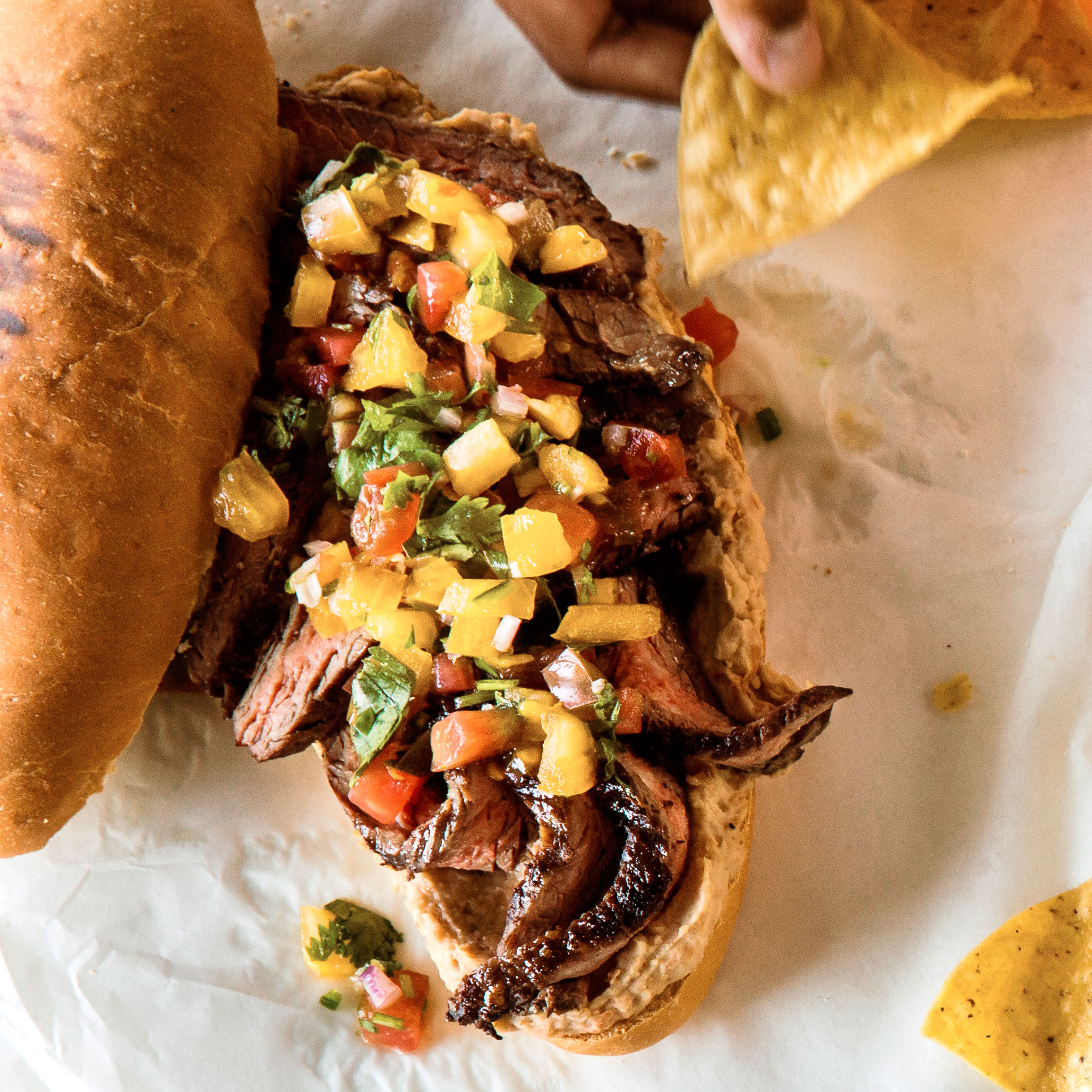 Grilled Steak and Bean Sandwiches