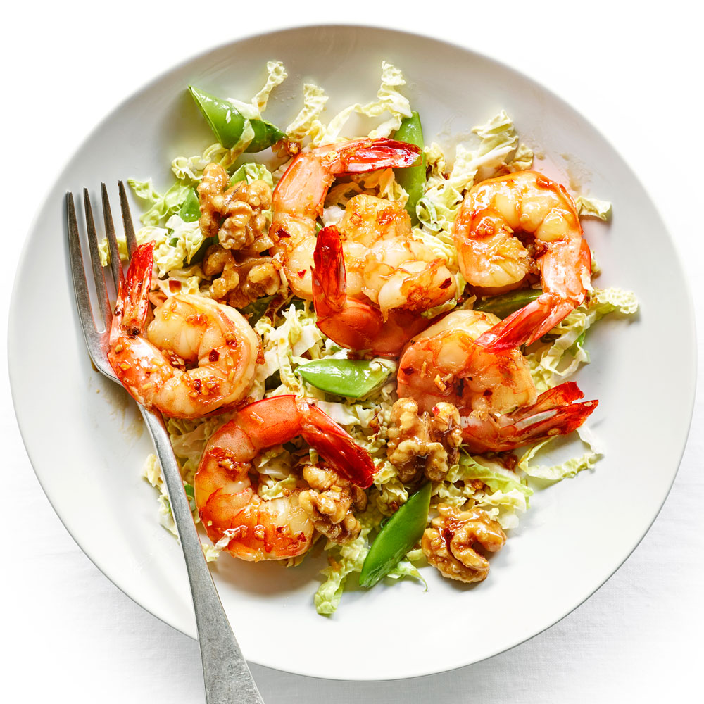 su-Honey Walnut Shrimp and Asian Slaw Image