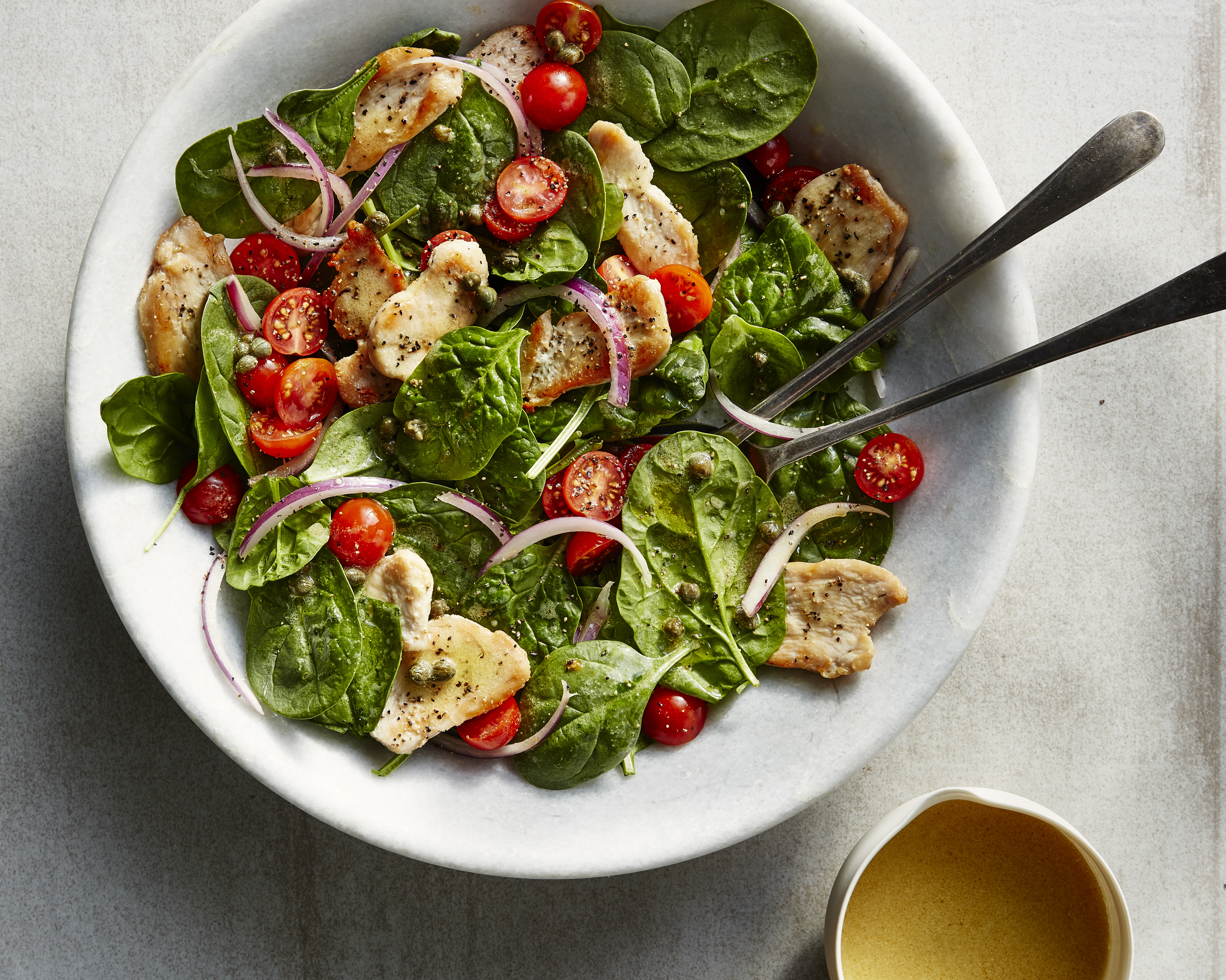 Hot and Cold Chicken and Spinach Salad