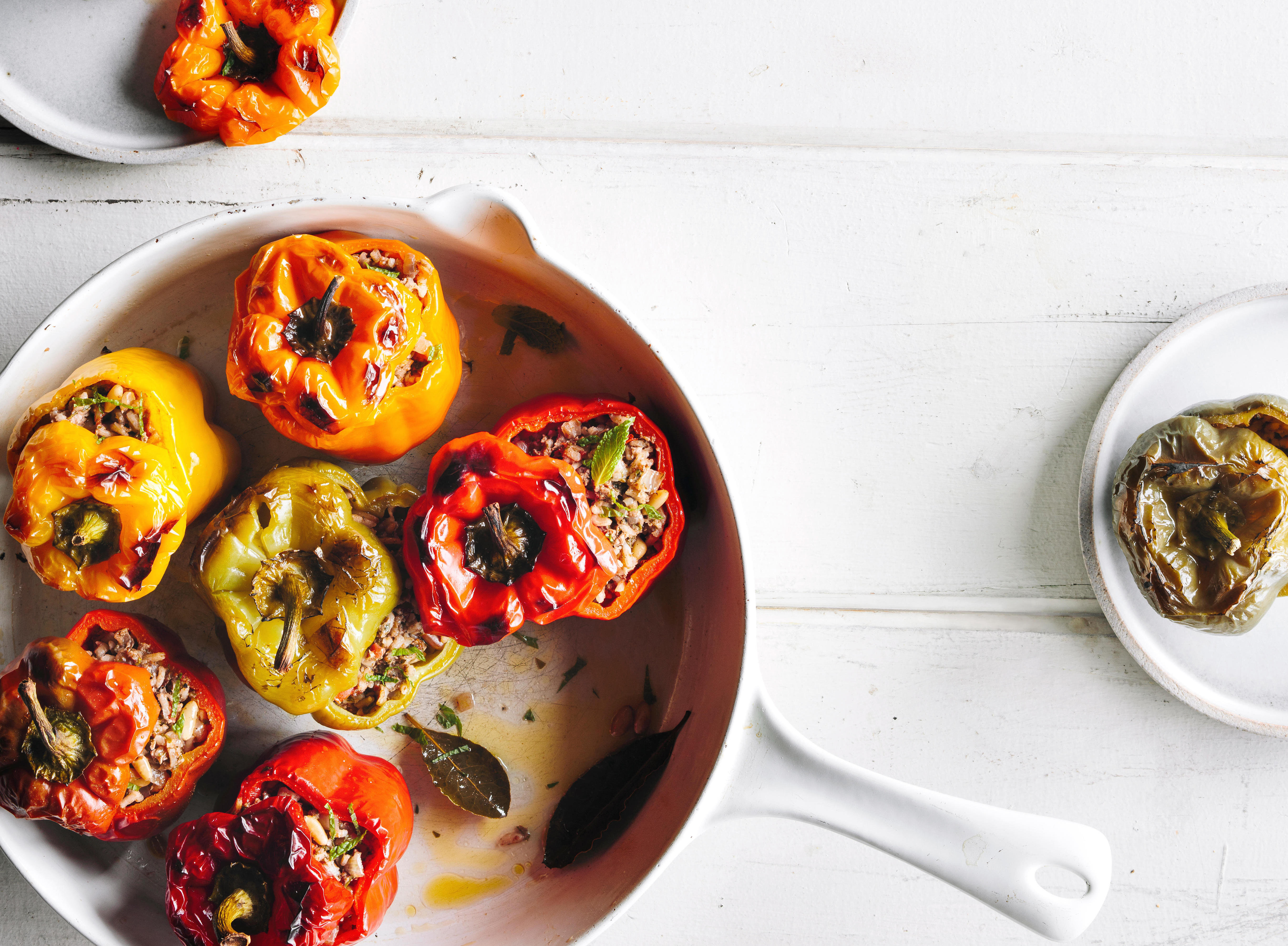 su-Stuffed Peppers with Lamb and Mint