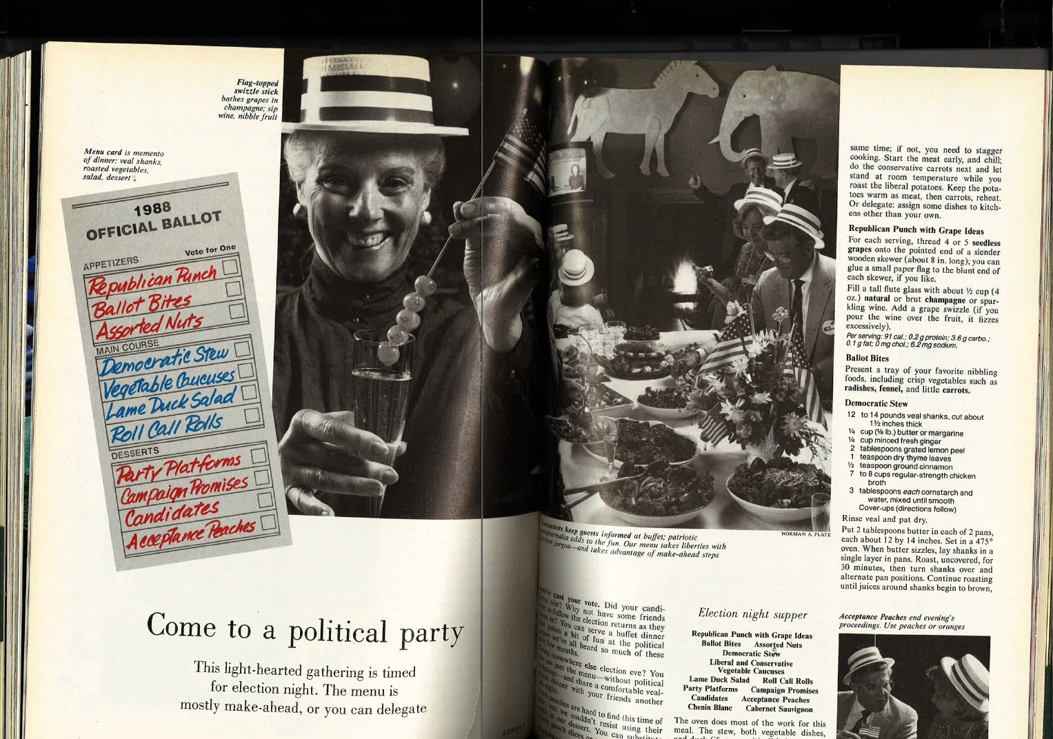 Party like it’s 1988 with this throwback election night party menu