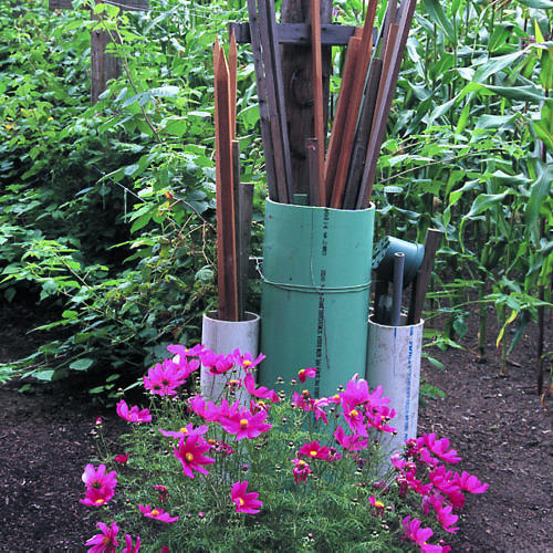 PVC pipe holds the stakes Sunset Magazine