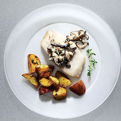 Pan-roasted Sablefish with Mushrooms and Sour Cream
