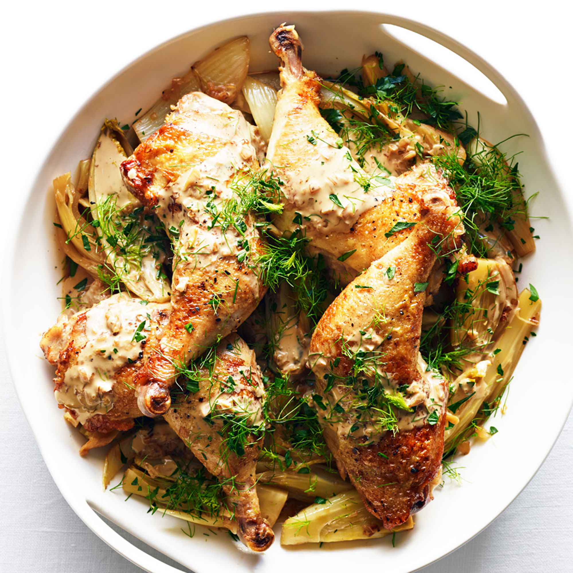 Fennel: Quick-Braised Chicken with Caramelized Fennel and Endive (0516)