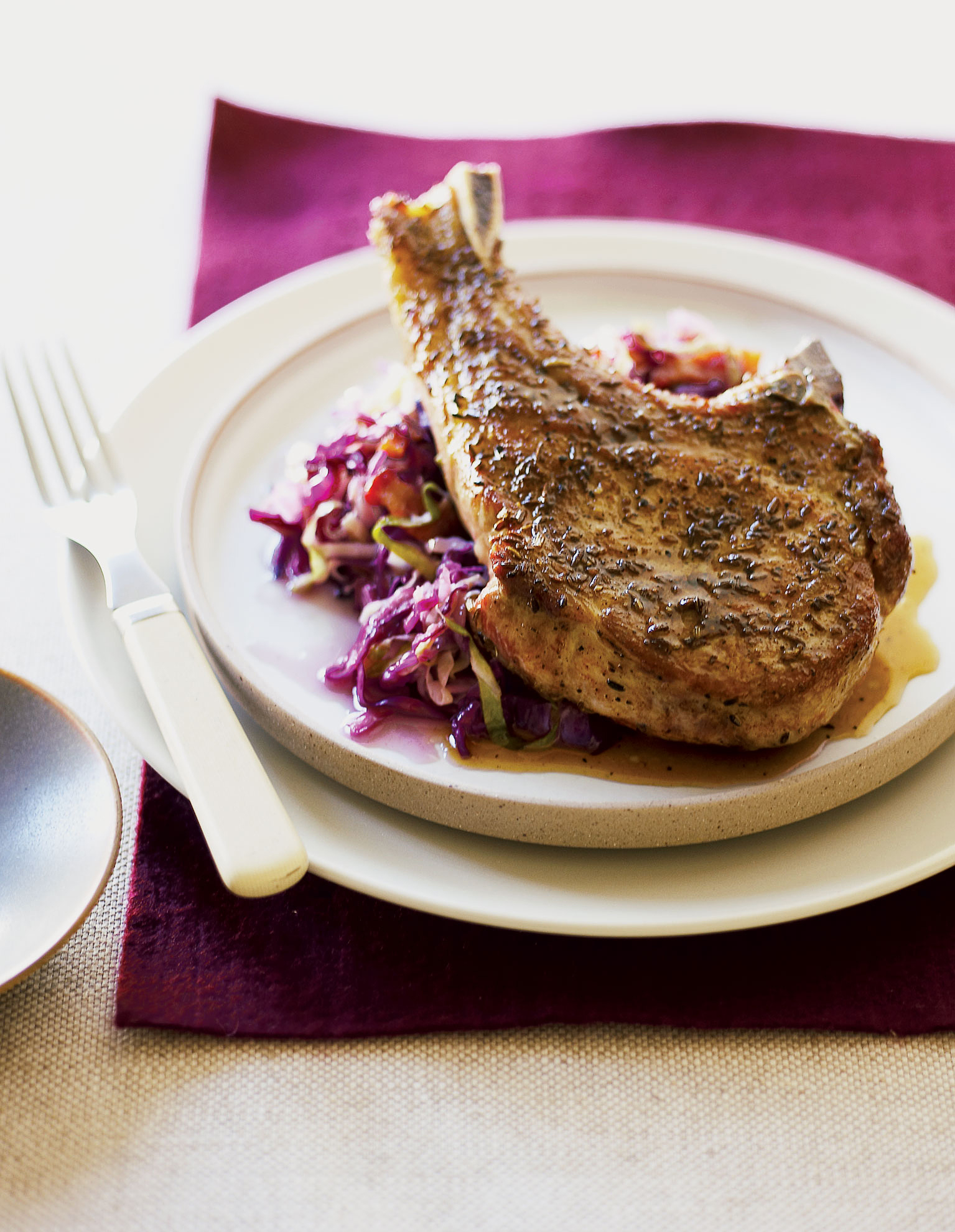pork-chops-with-fresh-green-and-red-cabbage