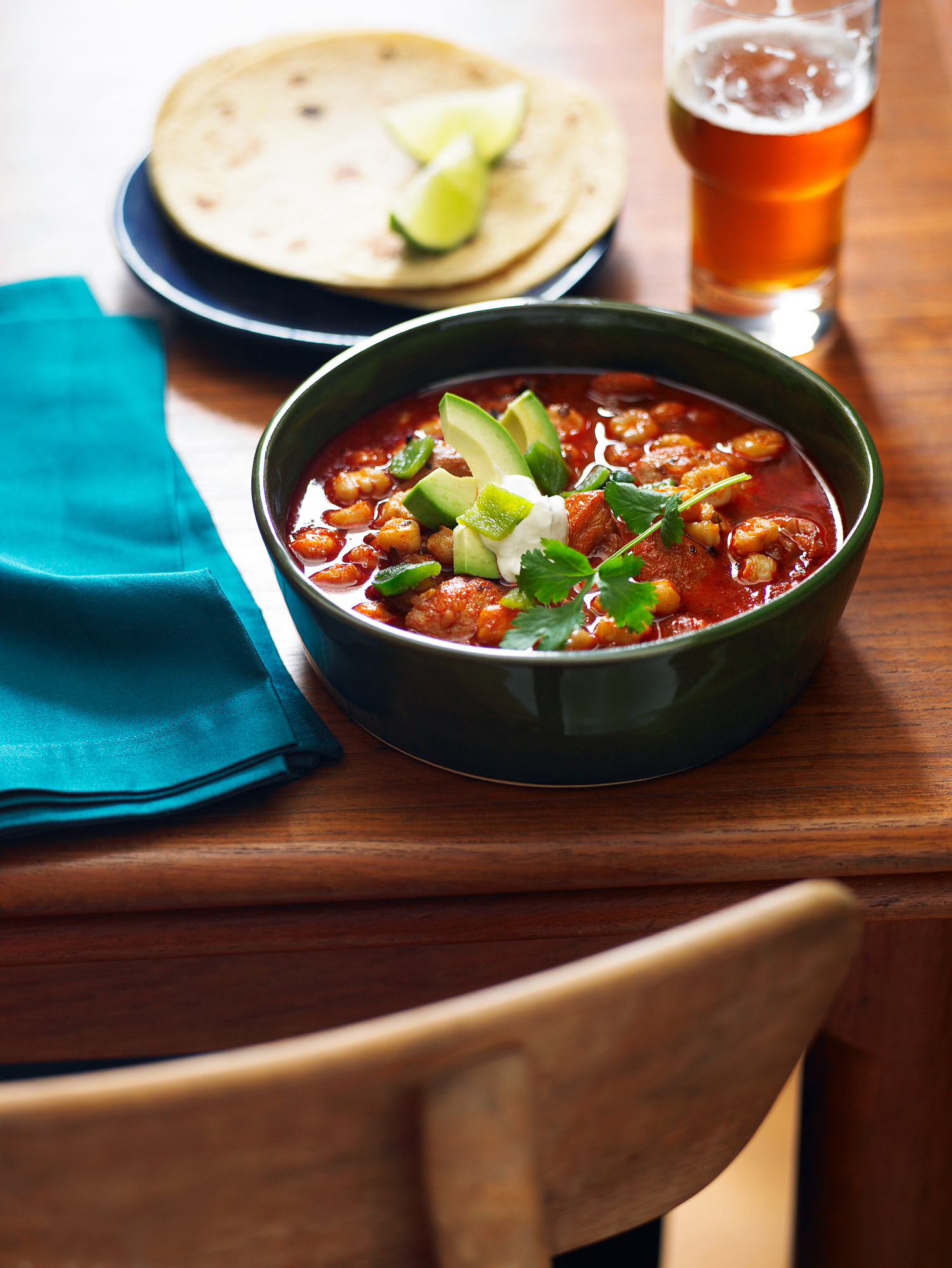 speedy-chicken-posole-with-avocado-and-lime