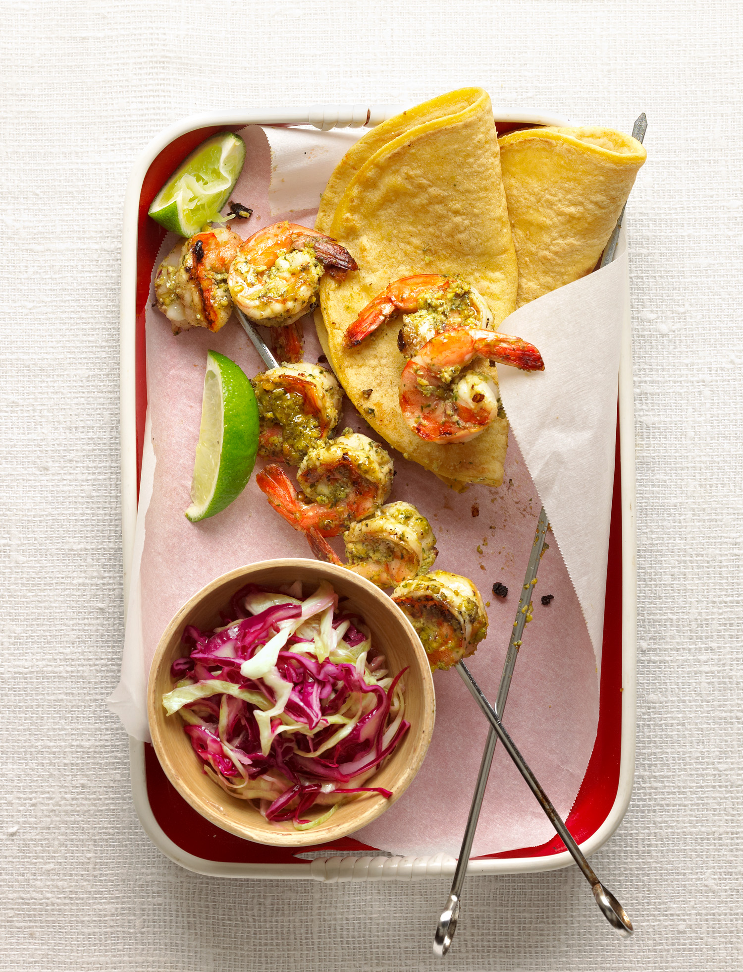 Grilled Cilantro and Pistachio Pesto Shrimp Skewers