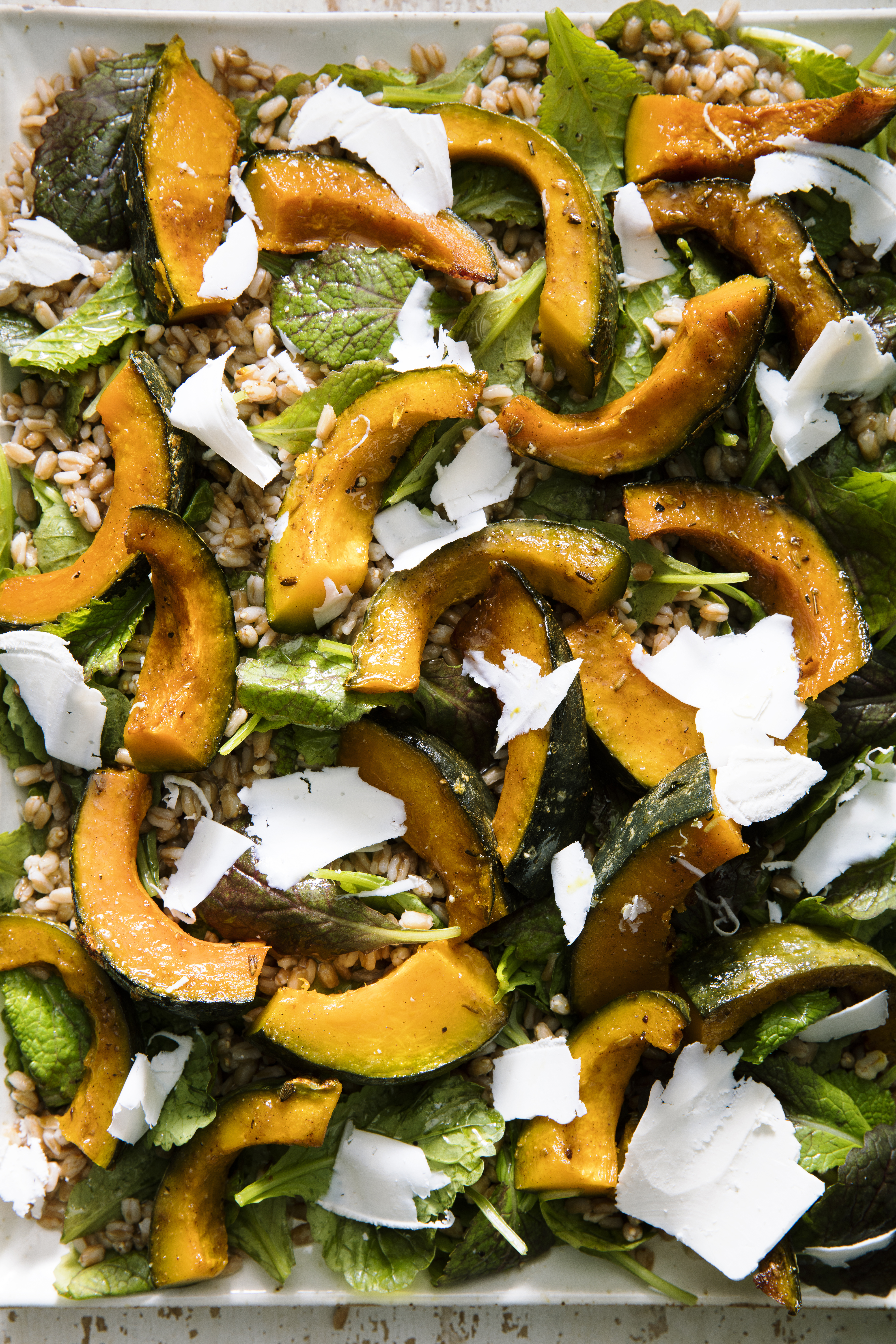roasted-kabocha-squash-with-farro-and-mustard-greens
