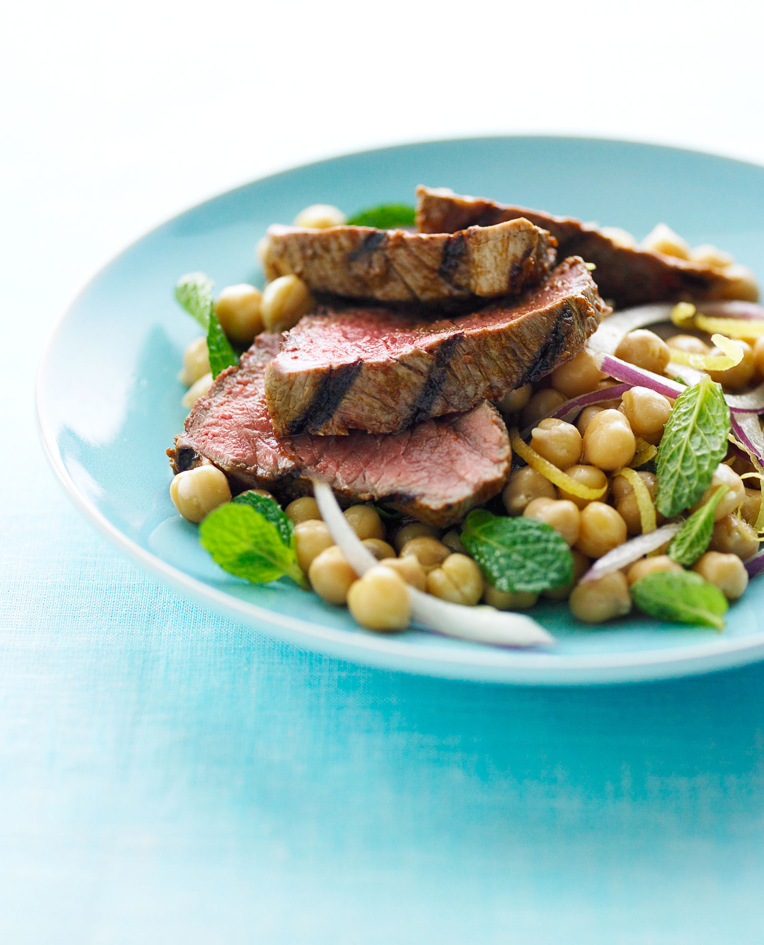 harissa-lamb-with-lemon-mint-chickpea-salad