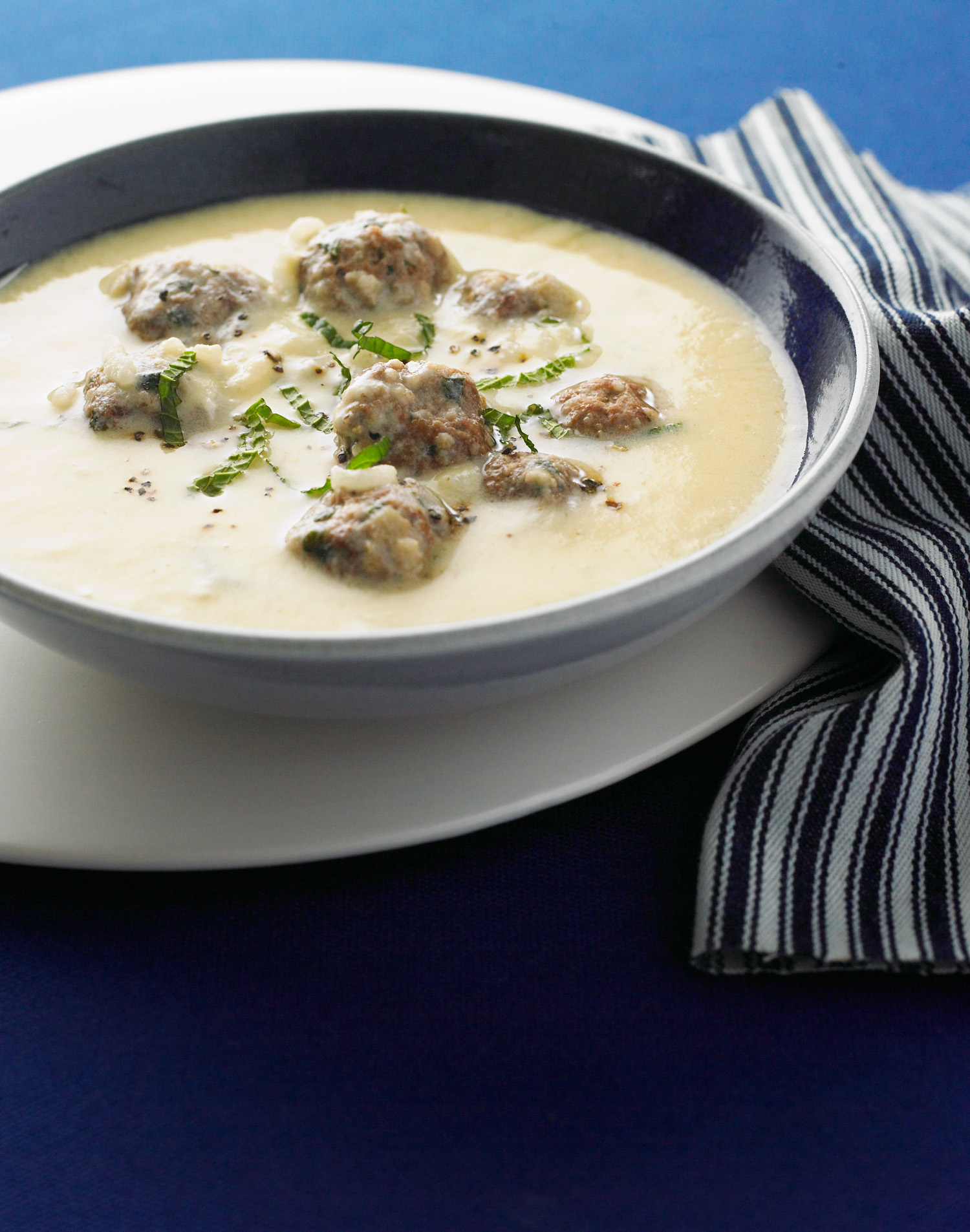 Creamy Lemon Soup with Lamb Mint Meatballs