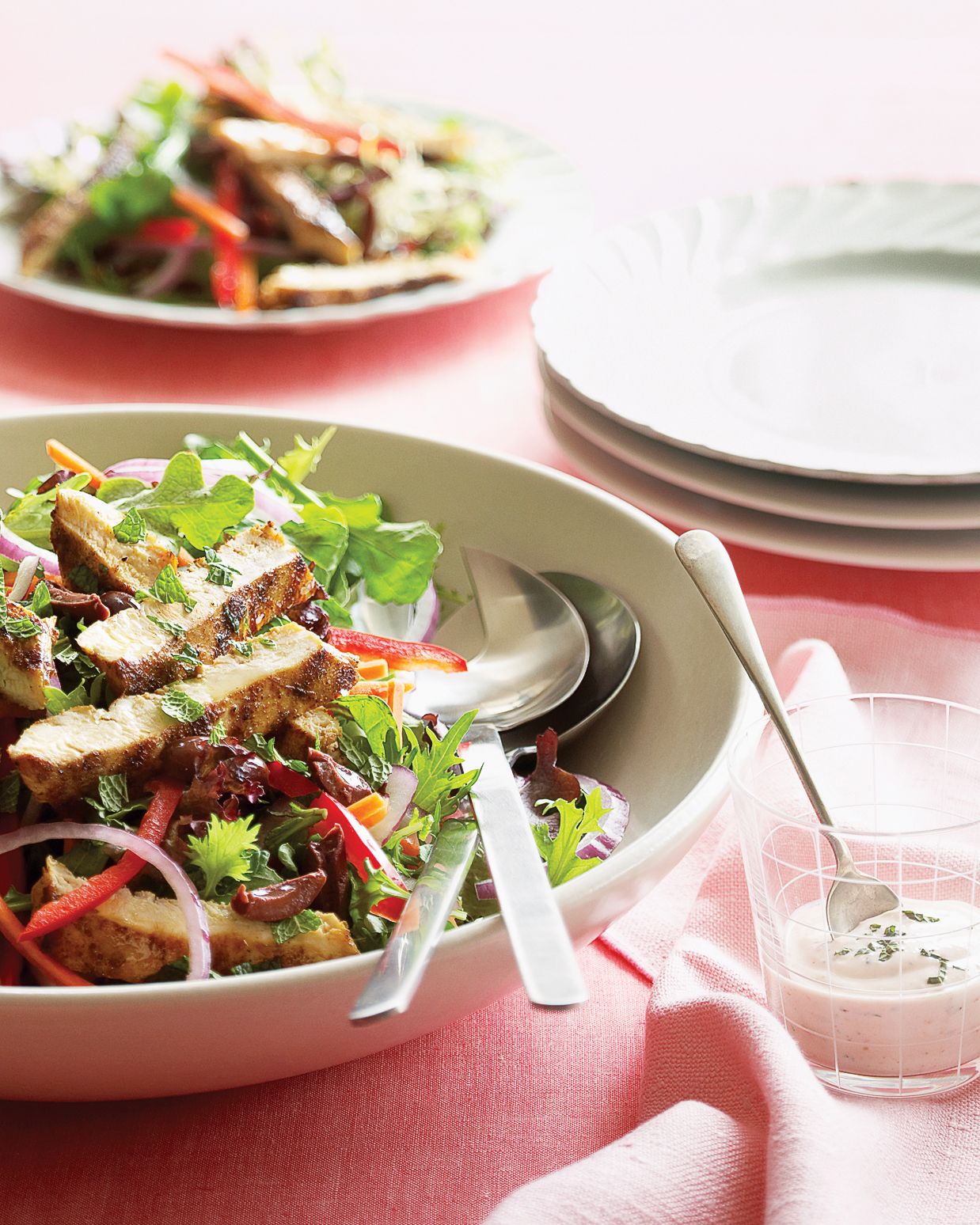 grilled-chicken-on-greens-with-creamy-harissa-dressing