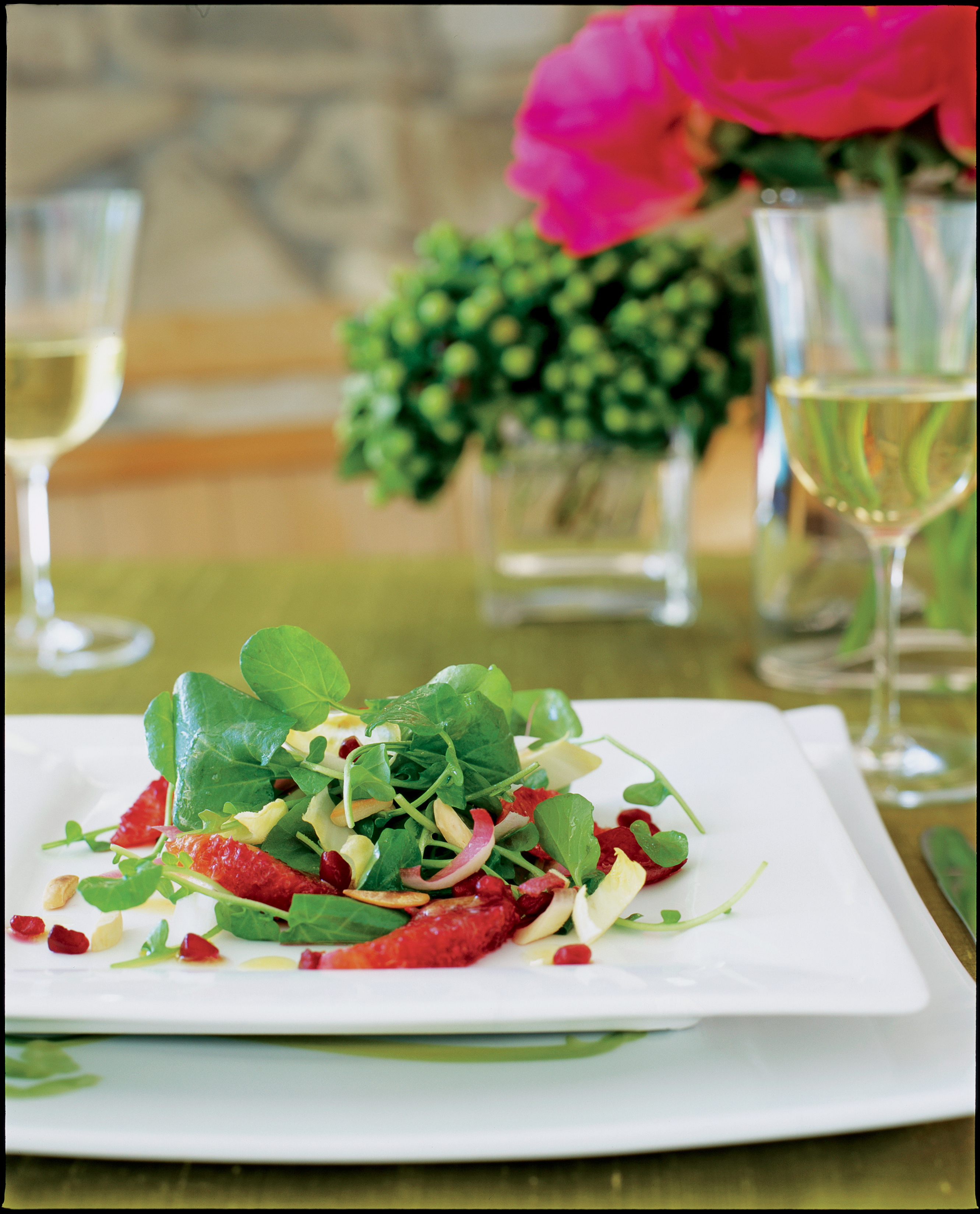 Watercress Endive Salad with Blood Oranges and Pomegranates