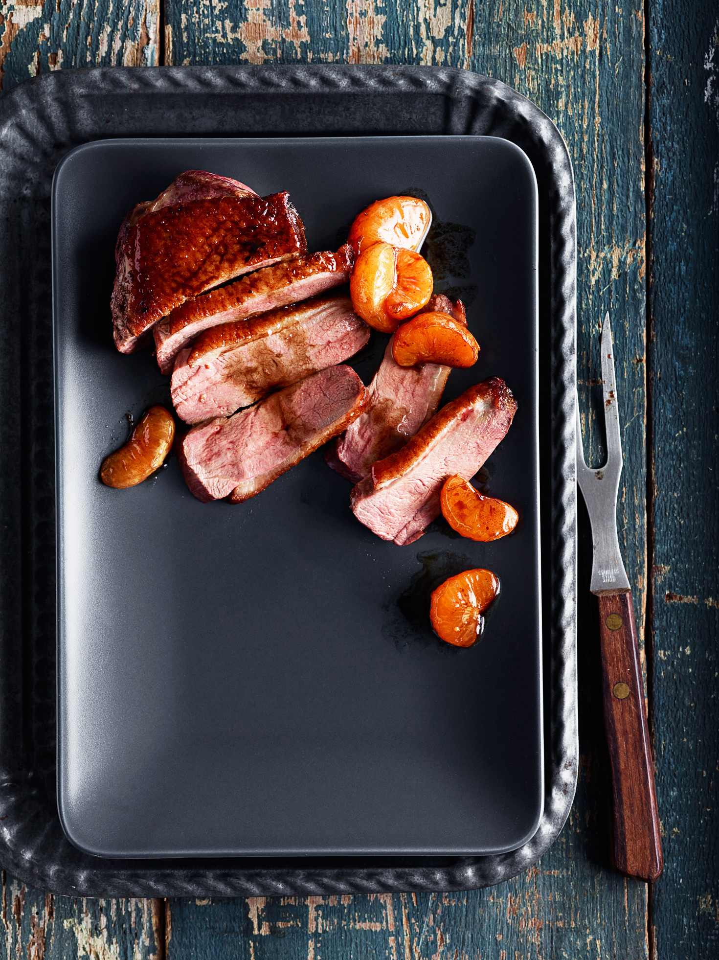 crispy-duck-breasts-with-balsamic-glazed-tangerines