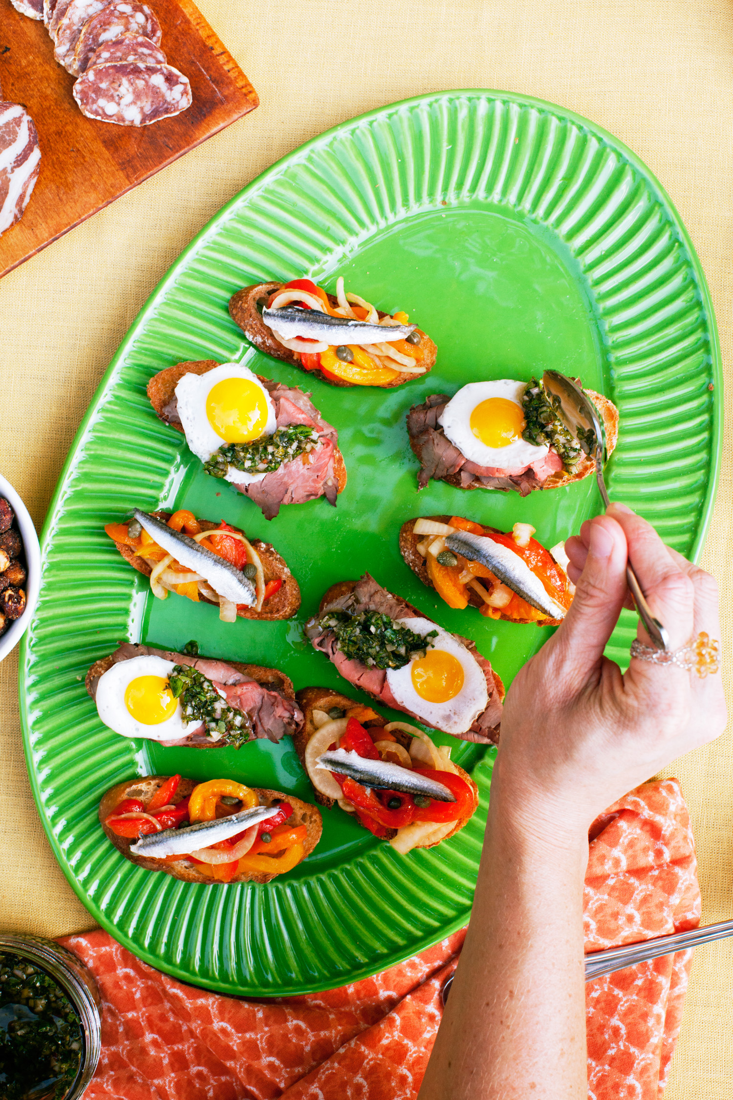 Picnic Crostini & Roast Beef, Chimichurri, & Quail Egg Recipe Sunset