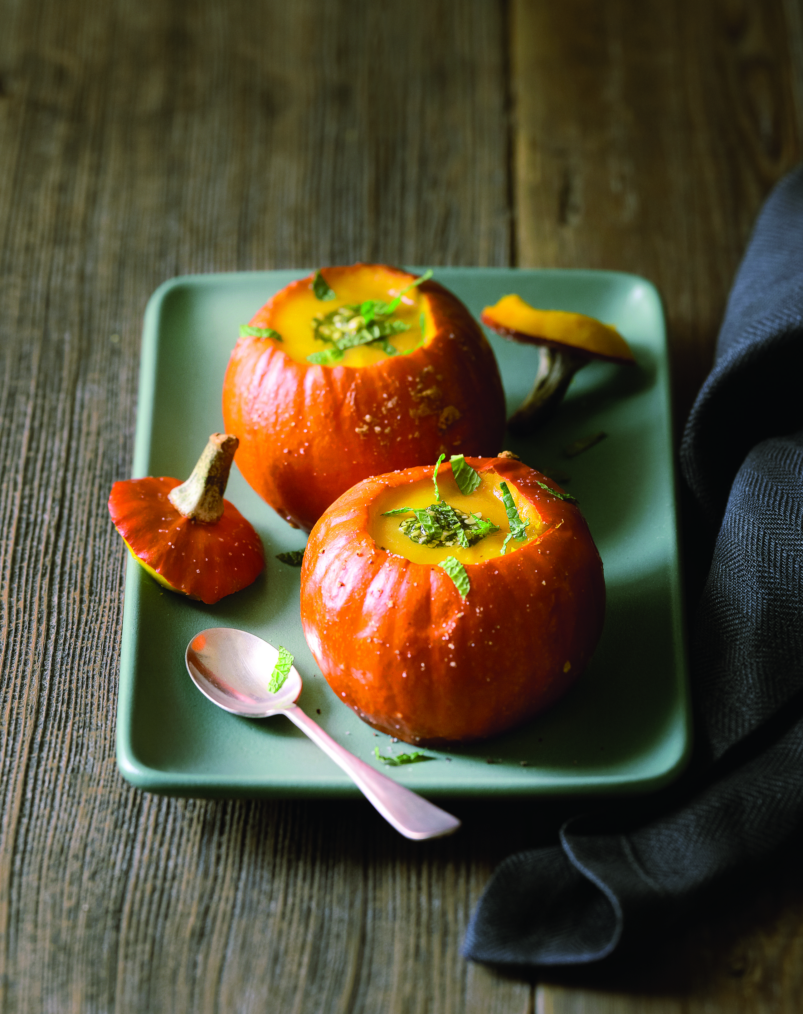 How to Make Pumpkin Soup with Pumpkin Seed-Mint Pesto