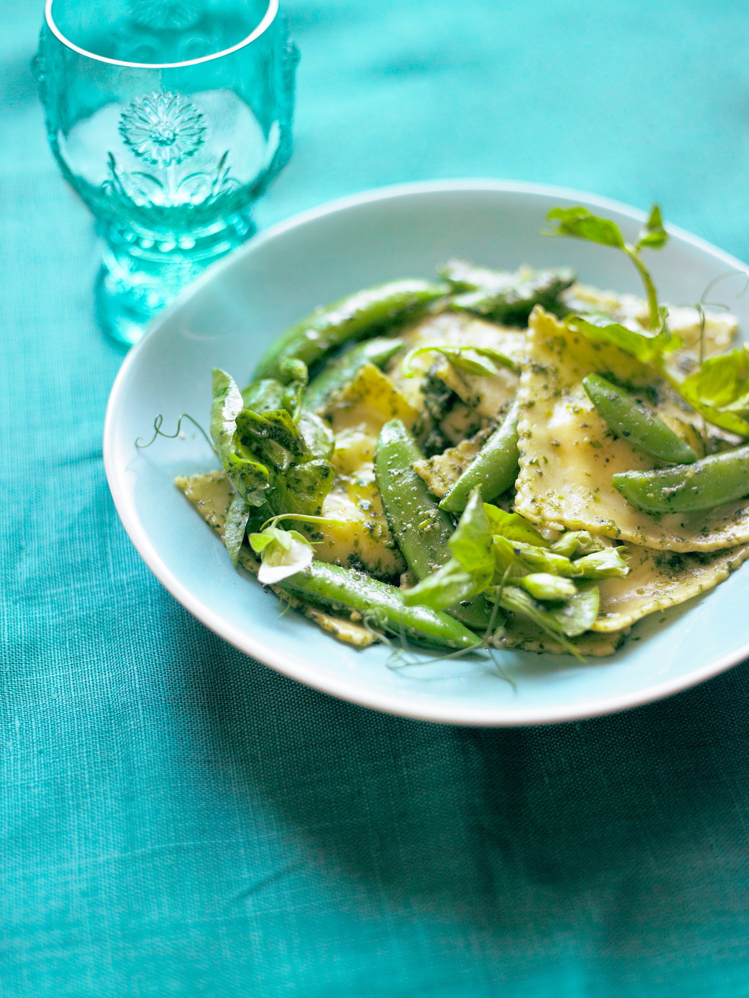 ravioli-with-snap-peas-pea-shoots-and-minty-pea-shoot-pesto