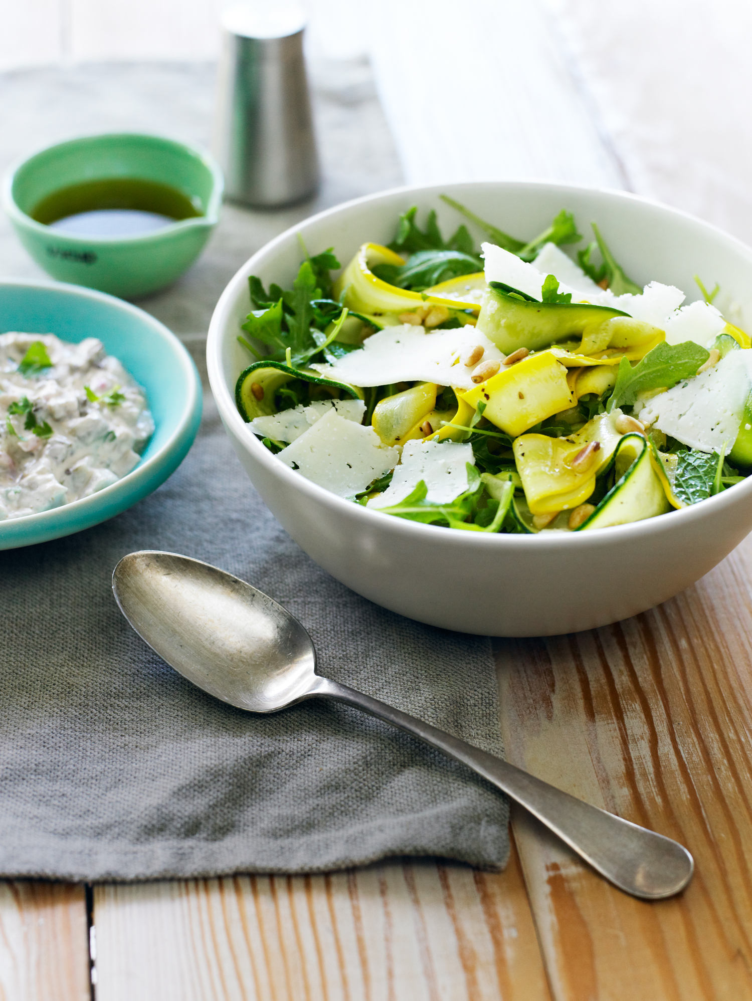 Salads: Summer Squash Carpaccio and Shaved Cheese Salad (0914)