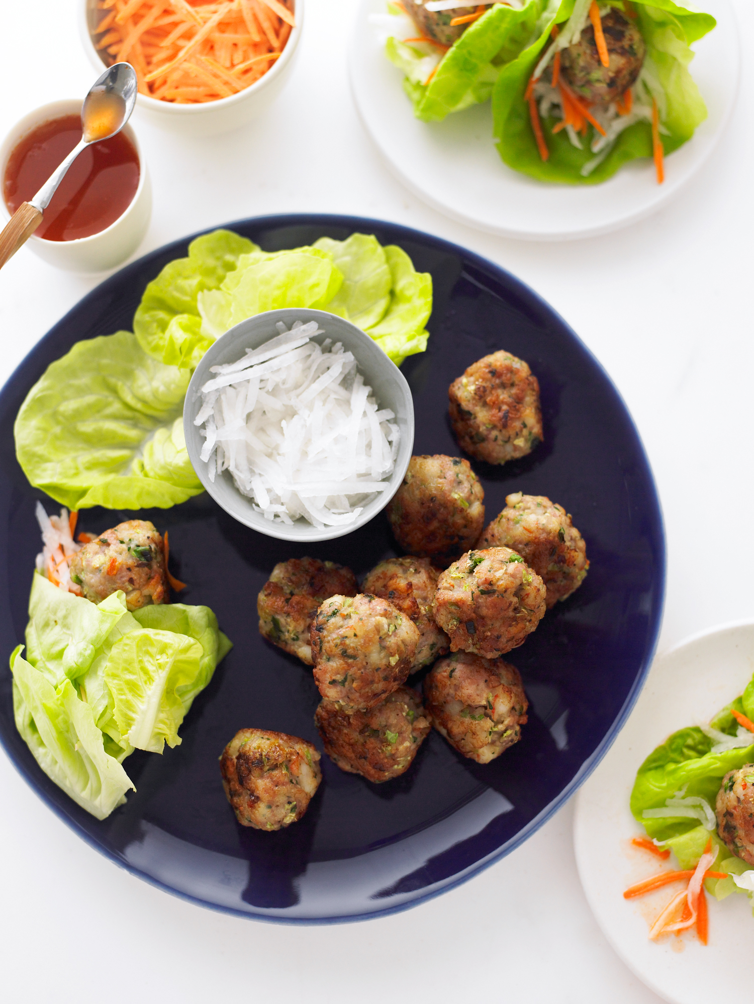 shrimp-and-pork-meatball-wraps-with-vietnamese-dipping-sauce