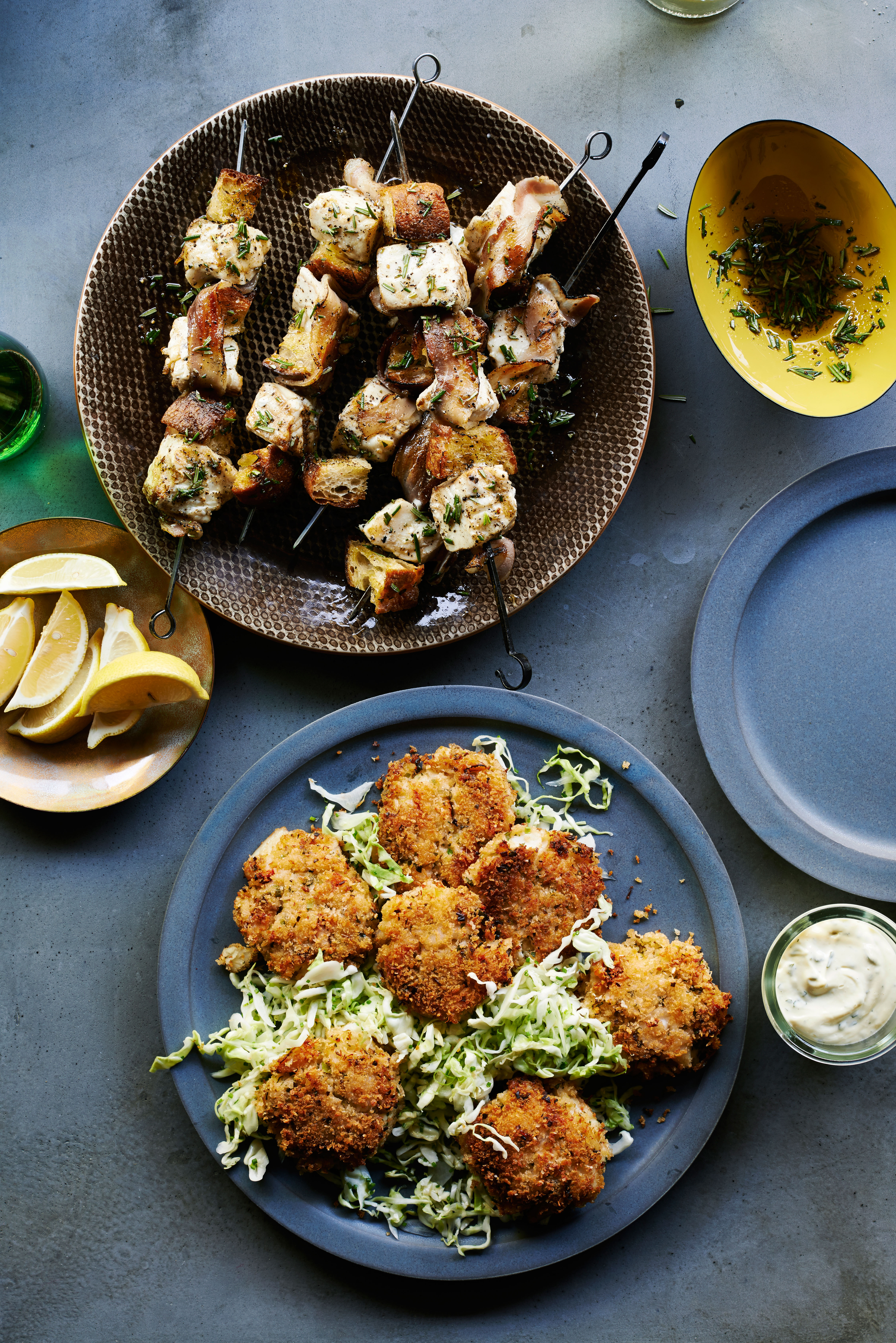 Halibut Kebabs with Grilled Bread and Pancetta Recipe – Sunset Magazine