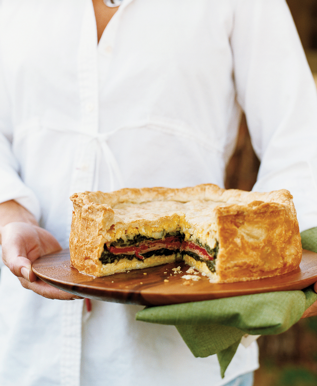 layered-torta-with-ham-provolone-spinach-and-herbs