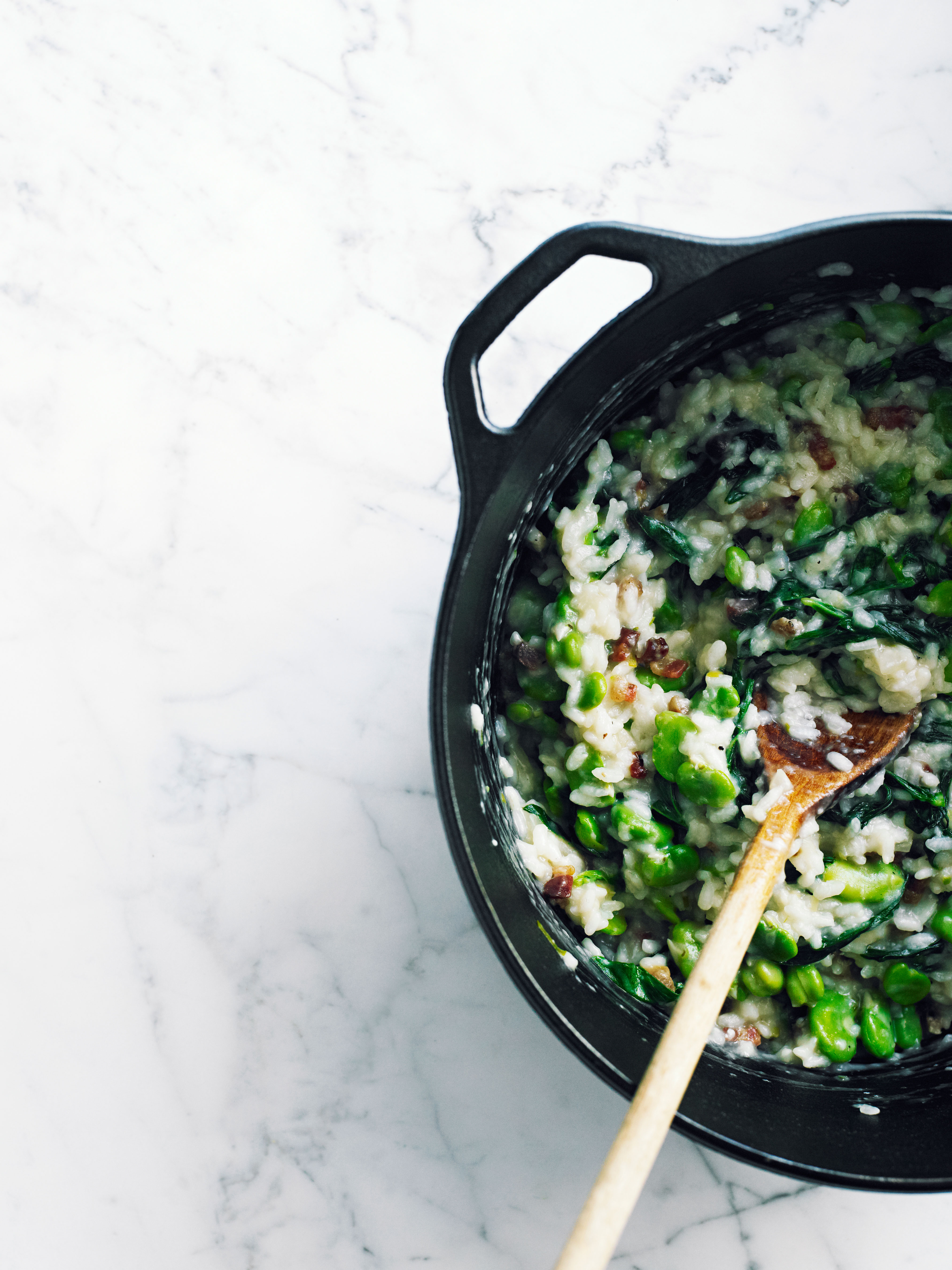 Beans: Fava Bean and Greens Risotto (0216)