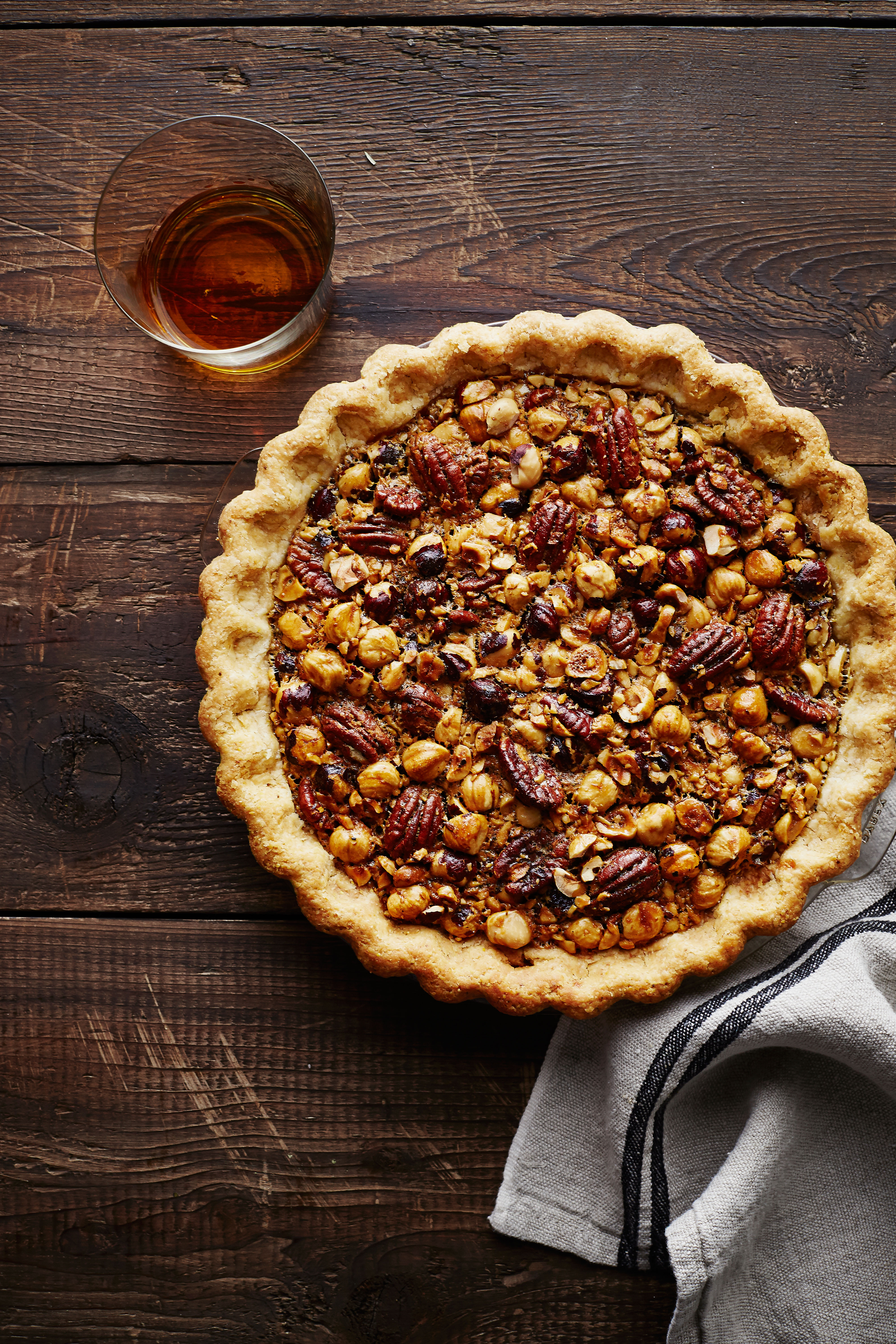 Hazelnut, Pecan, and Bourbon Pie
