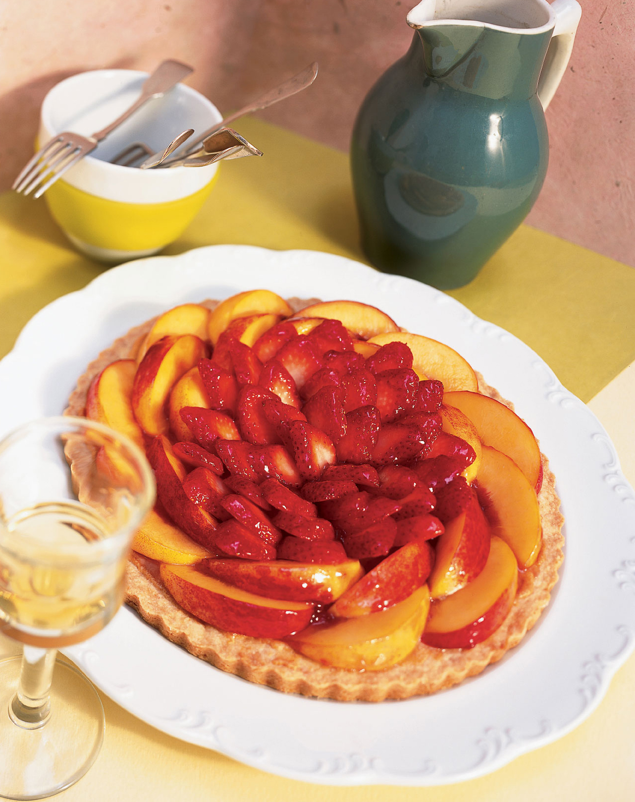 strawberry-nectarine-almond-tart