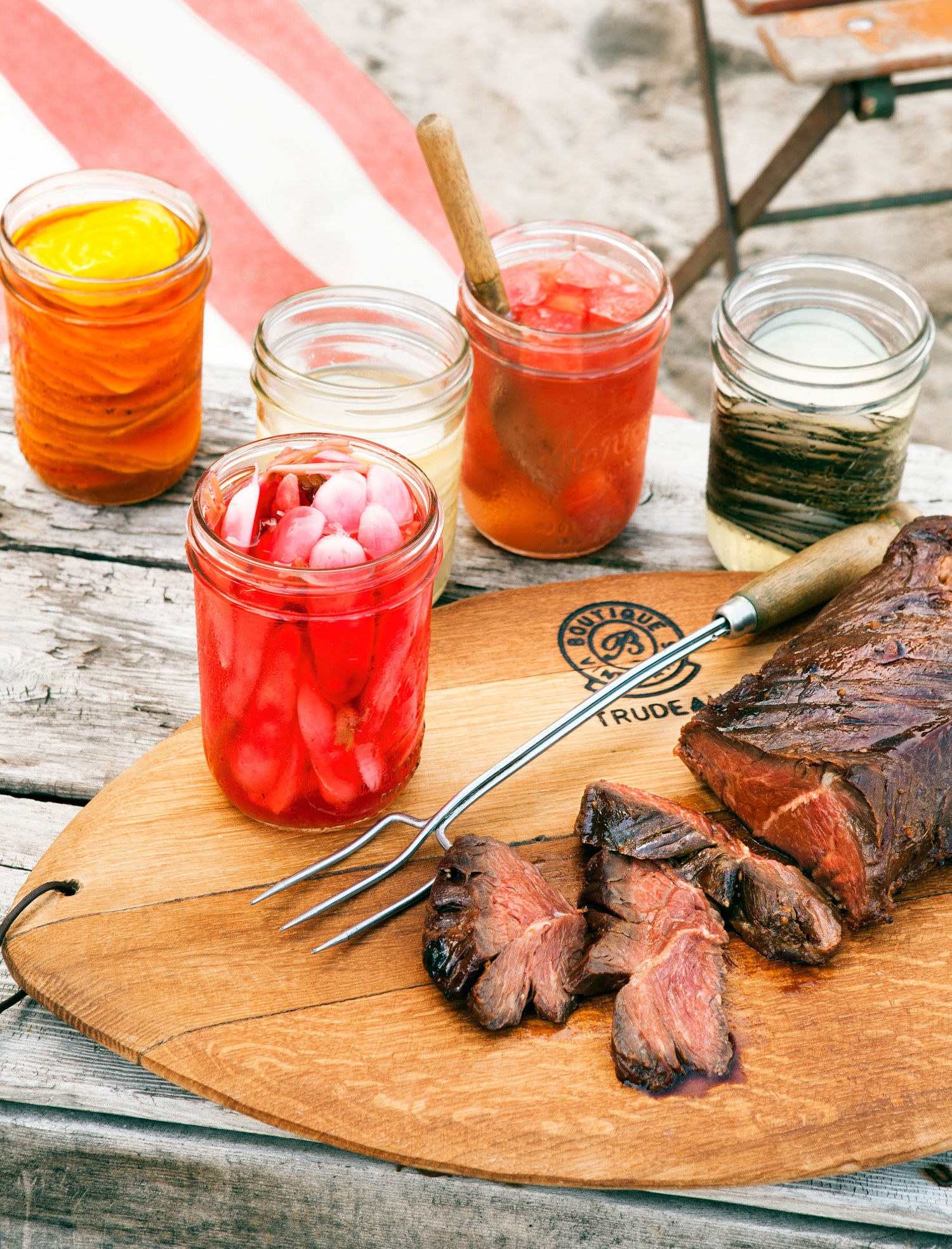korean-style-grilled-hanger-steak-with-a-pickle-bar-for-the-beach