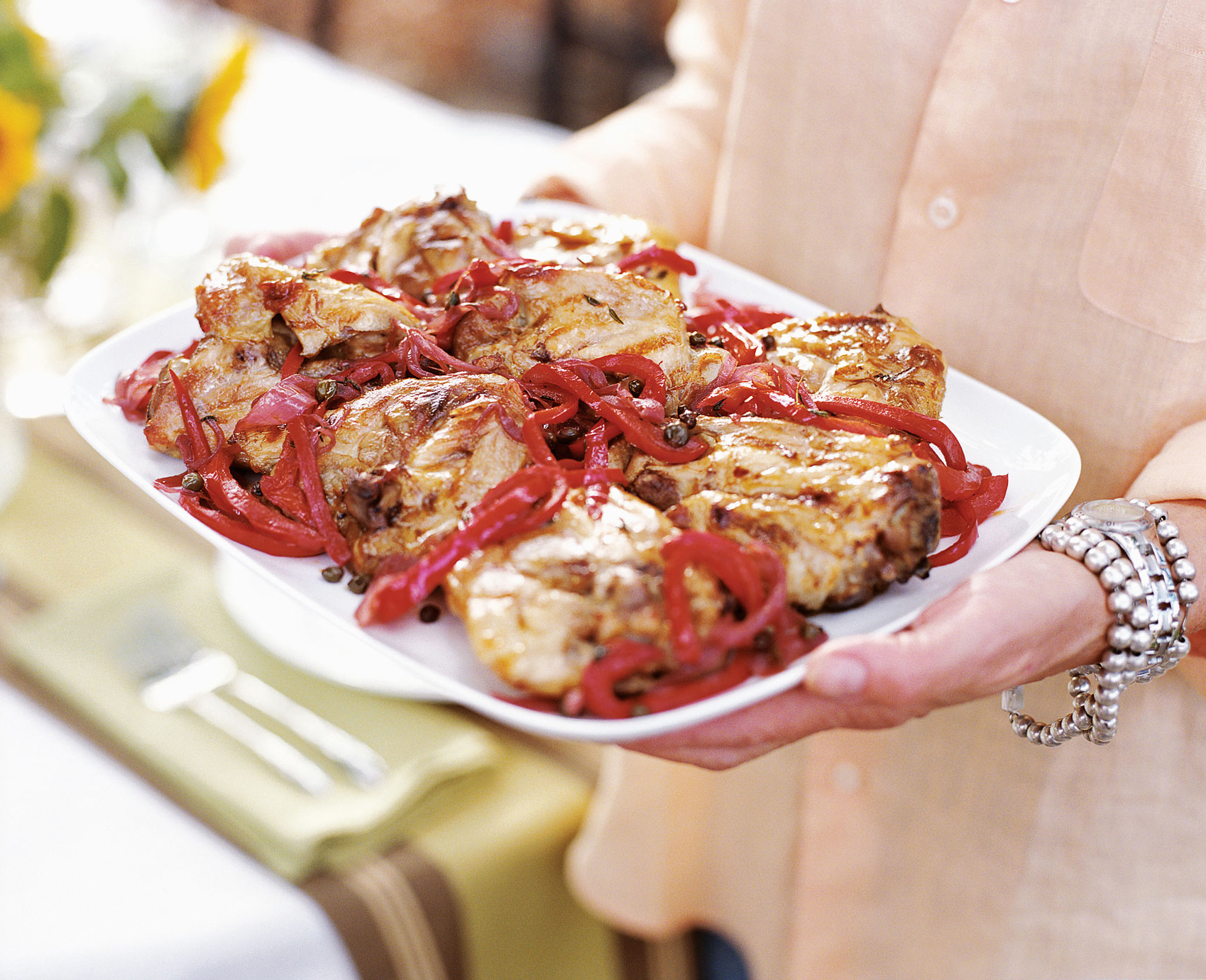 grilled-chicken-thighs-with-sweet-onions-and-peppers